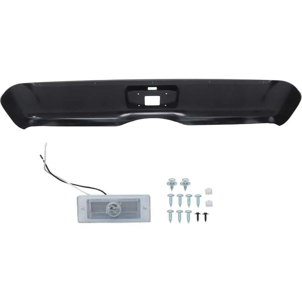 Black Steel Rear Bumper Roll Pan for Chevrolet Silverado 1500 Fleetside 2007-2013