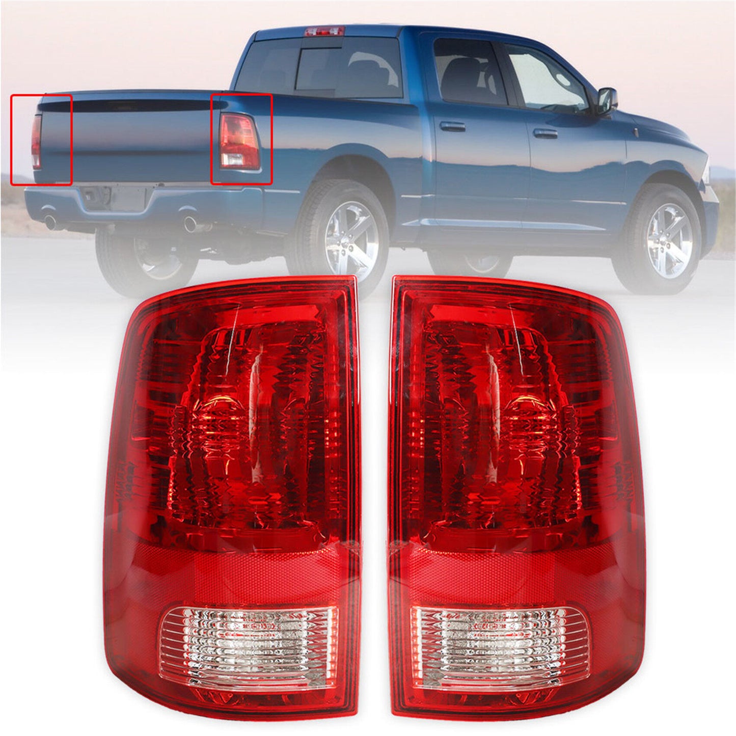 munirater Pair of Tail Light Assembly Replacement for 2009-2020 Ram Pickup Truck Driver and Passenger Side 55277415AF 55277414AF