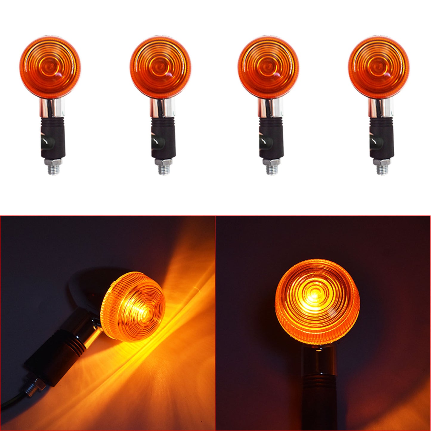 munirater Motorcycle Turn-Signal 4Pack Universal Blinker Amber Indicator Lights Lamp Front Rear Lights Replacement for Honda Kawasaki Suzuki Yamaha