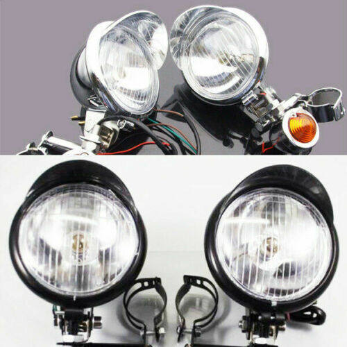 munirater Black Motorcycle Passing Driving Projector Spot Fog Lamp with Turn Signal Lights Replacement for 2002-2009 Honda VTX