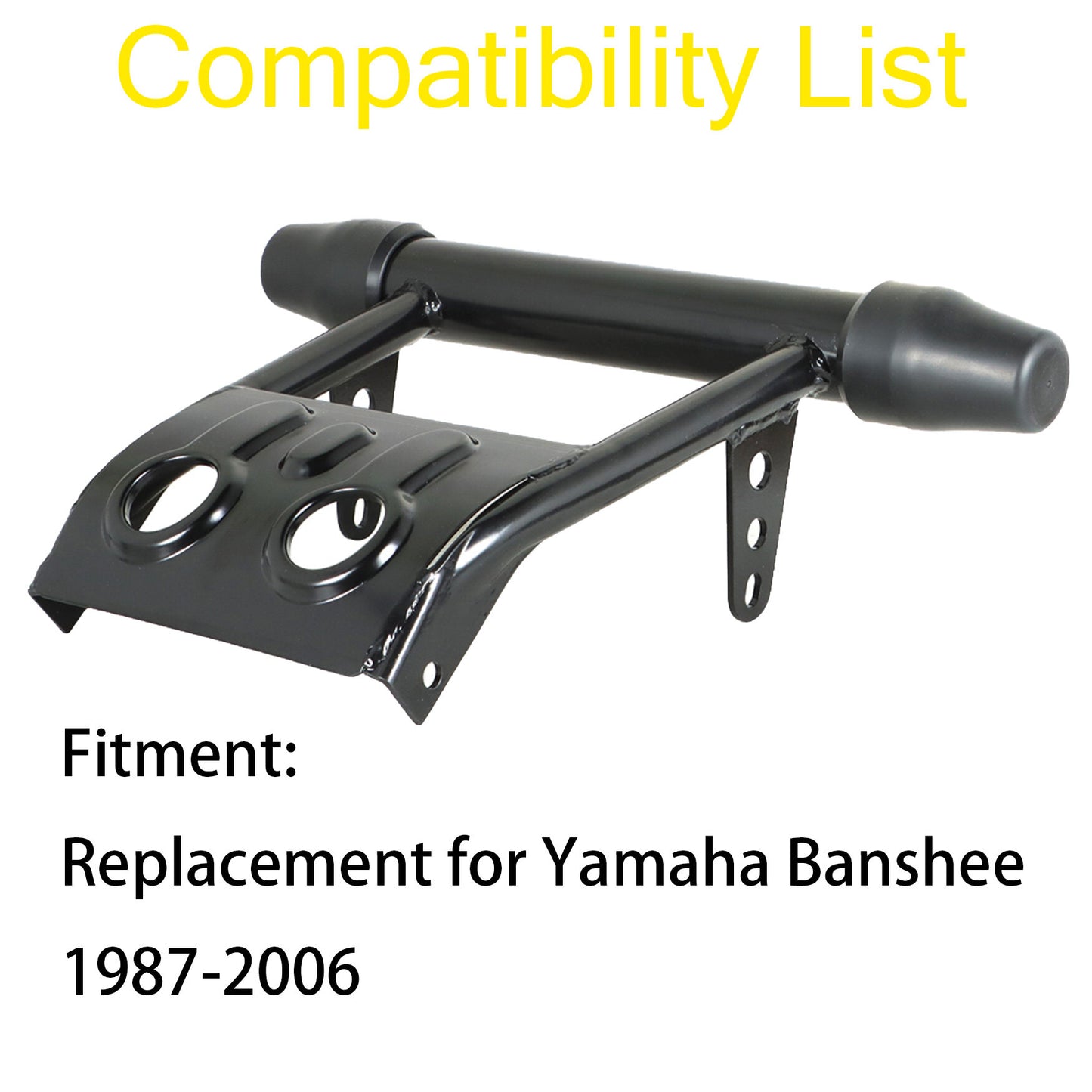 munirater ATV Black Front Bumper Guard & Rubber End Caps Replacement for 1987-2006 Banshee 350 YFZ350