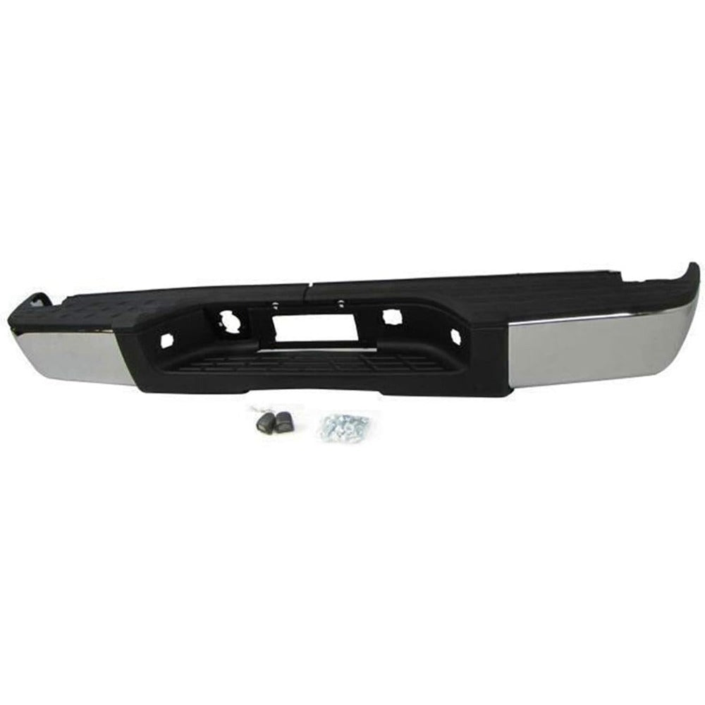 Chrome Rear Bumper Assembly for Chevrolet Silverado 1500 & GMC Sierra 1500 2007-2013, without Sensor Holes