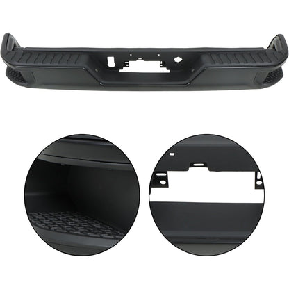 Black Rear Step Bumper for Chevrolet Silverado & GMC Sierra 2500 / 3500 2020-2025, without Sensor Holes