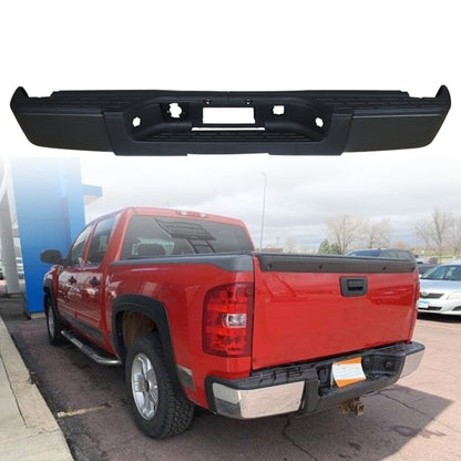 munirater Black Rear Step Bumper Assembly Steel w/o Sensor Hole Replacement for 2007-2013 Silverado 1500