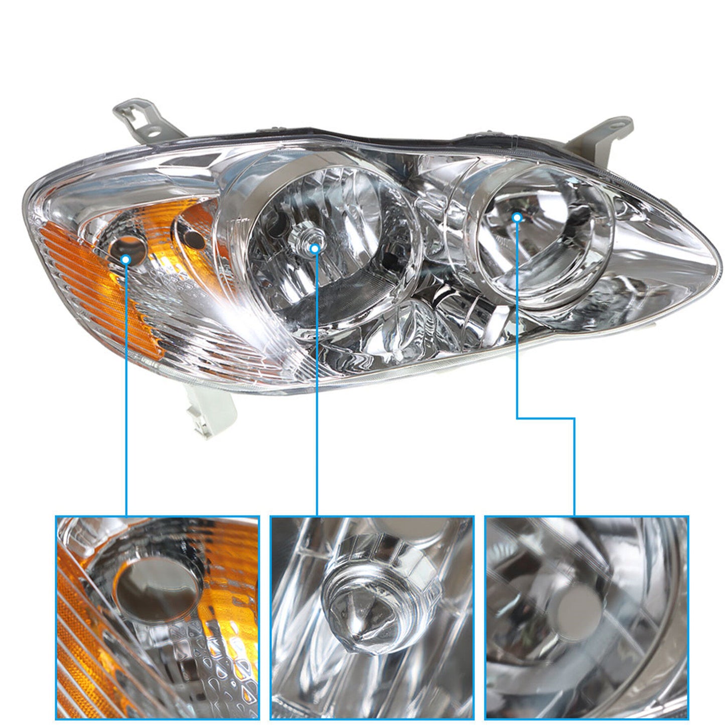 munirater Head Lamps Headlights Left+Right Replacement for 2003 2004 2005 2006 2007 2008 Corolla Clear