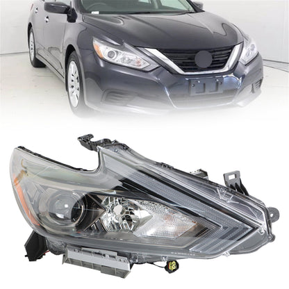 munirater Headlights Halogen For 2016 2017 2018 Nissan Altima w/o LED DRL Black Right Side