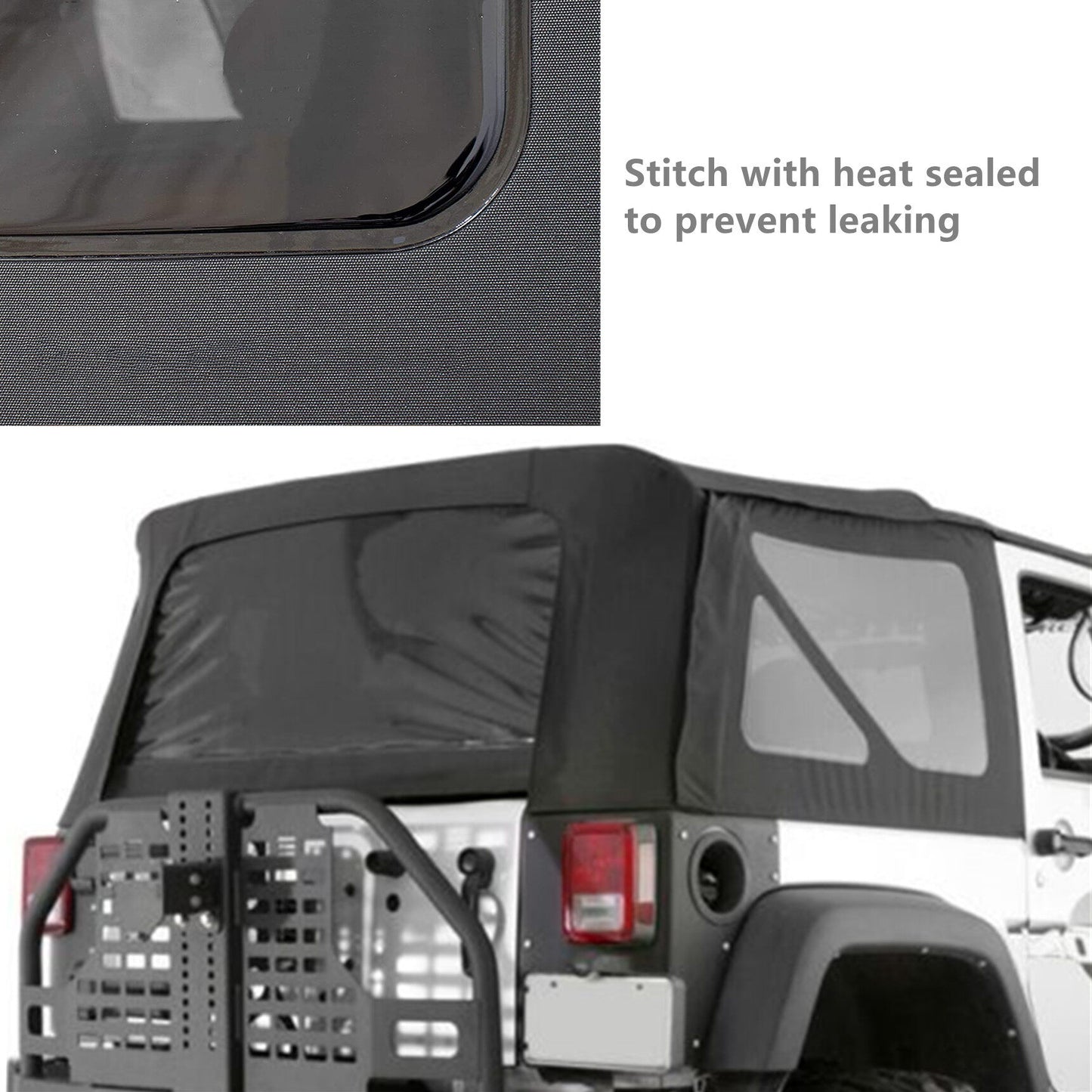 munirater 9070235 Black Vinyl Diamond Replacement Top with brown Side Windows Replacement for JK 2-Door 2010-2017