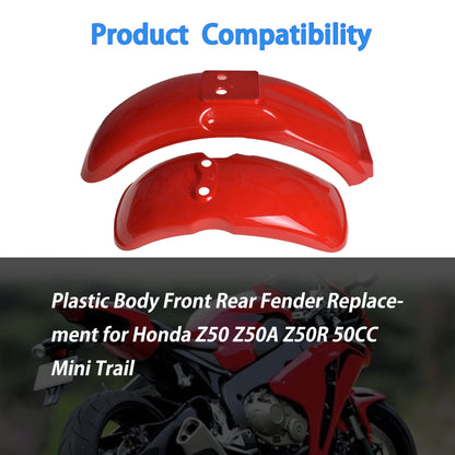 munirater Plastic Red Front & Rear Fender Wheel Splash Guard Cover Replacement for Honda Z50 Z50A Z50R 50CC Mini Trail