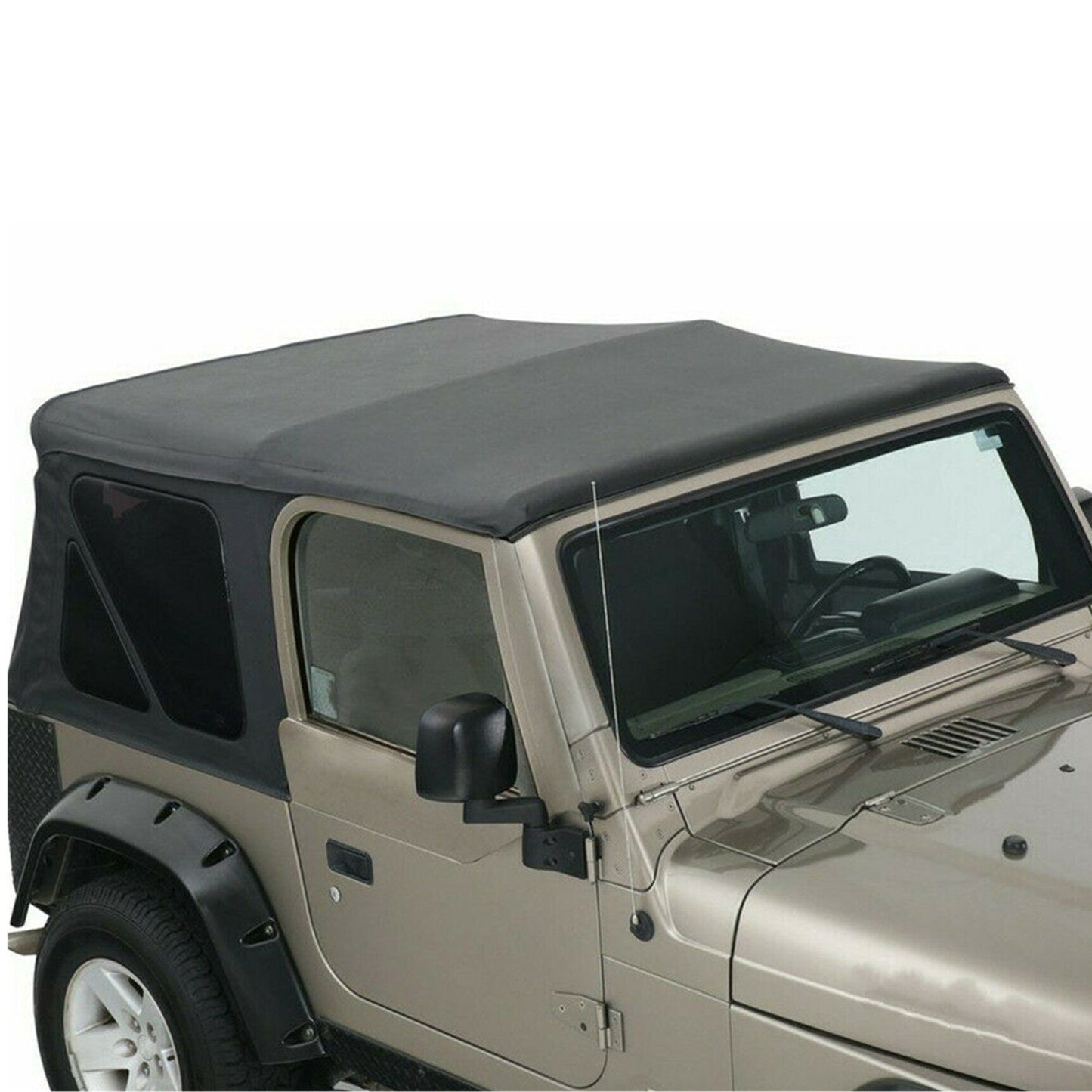 munirater 9070235 Black Vinyl Diamond Replacement Top with brown Side Windows Replacement for JK 2-Door 2007-2009