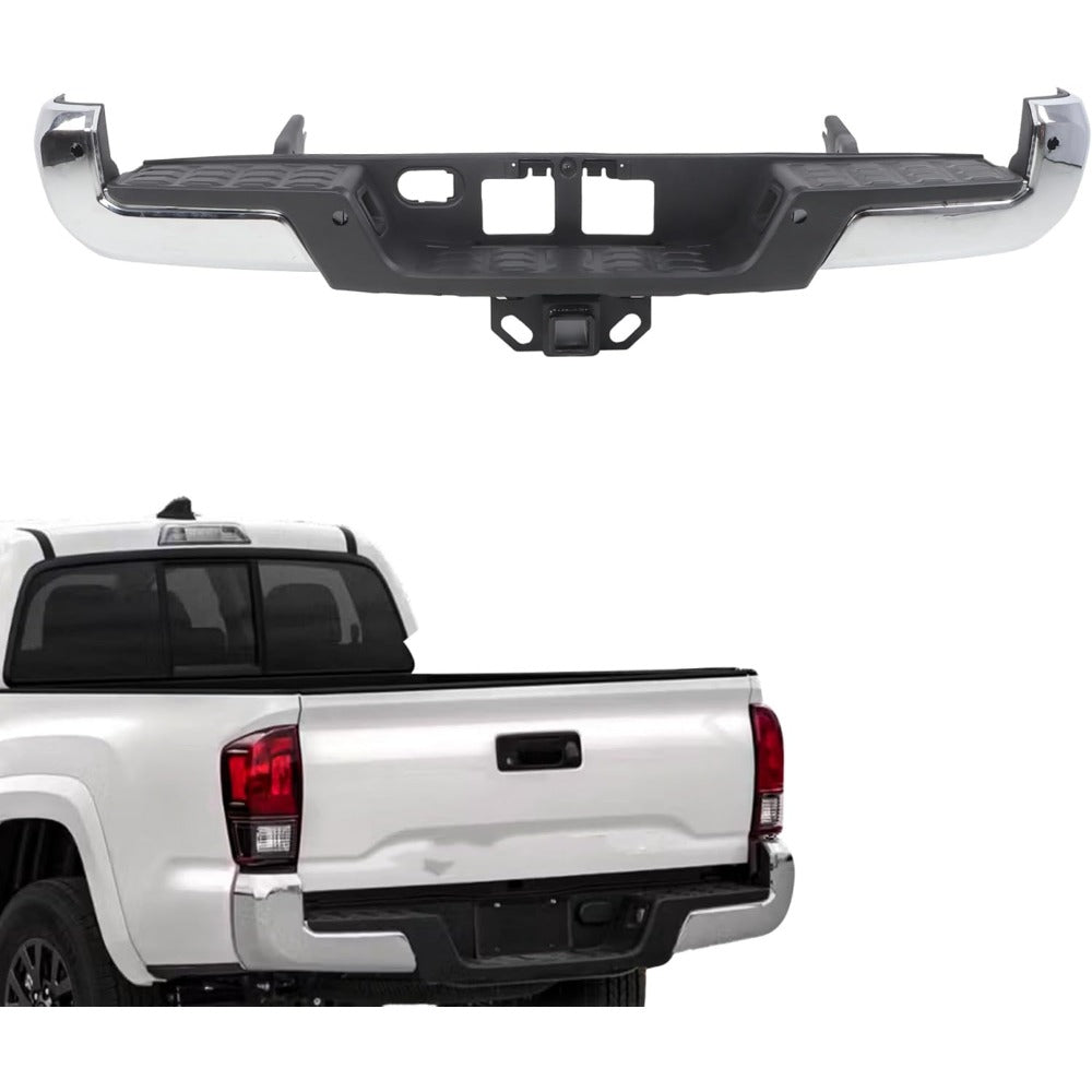 Chrome Steel Rear Step Bumper for Toyota Tacoma 2016-2023, TO1103130