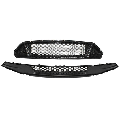 munirater Upper Lower Front Hood Bumper Grille Honeycomb Black Replacement for 2018-2021 Mustang