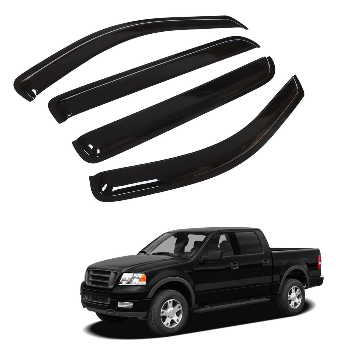 munirater Side Window Visor Vent Sun Rain Guard Deflector Replacement for 2005-2008 F-150 Crew Cab Pickup 4-Door