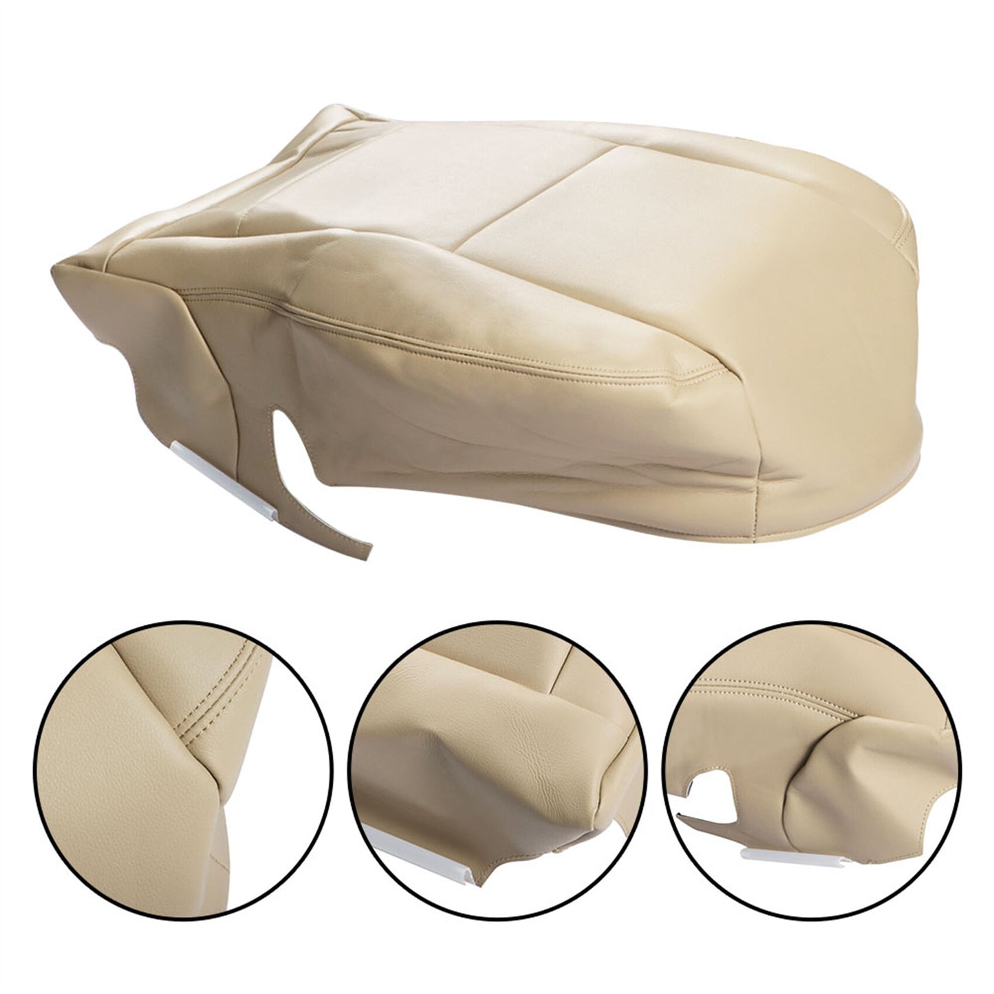 munirater Driver Side Beige Leather Seat Cover Replacement for 2000-2004 Toyota Tundra Seqouia