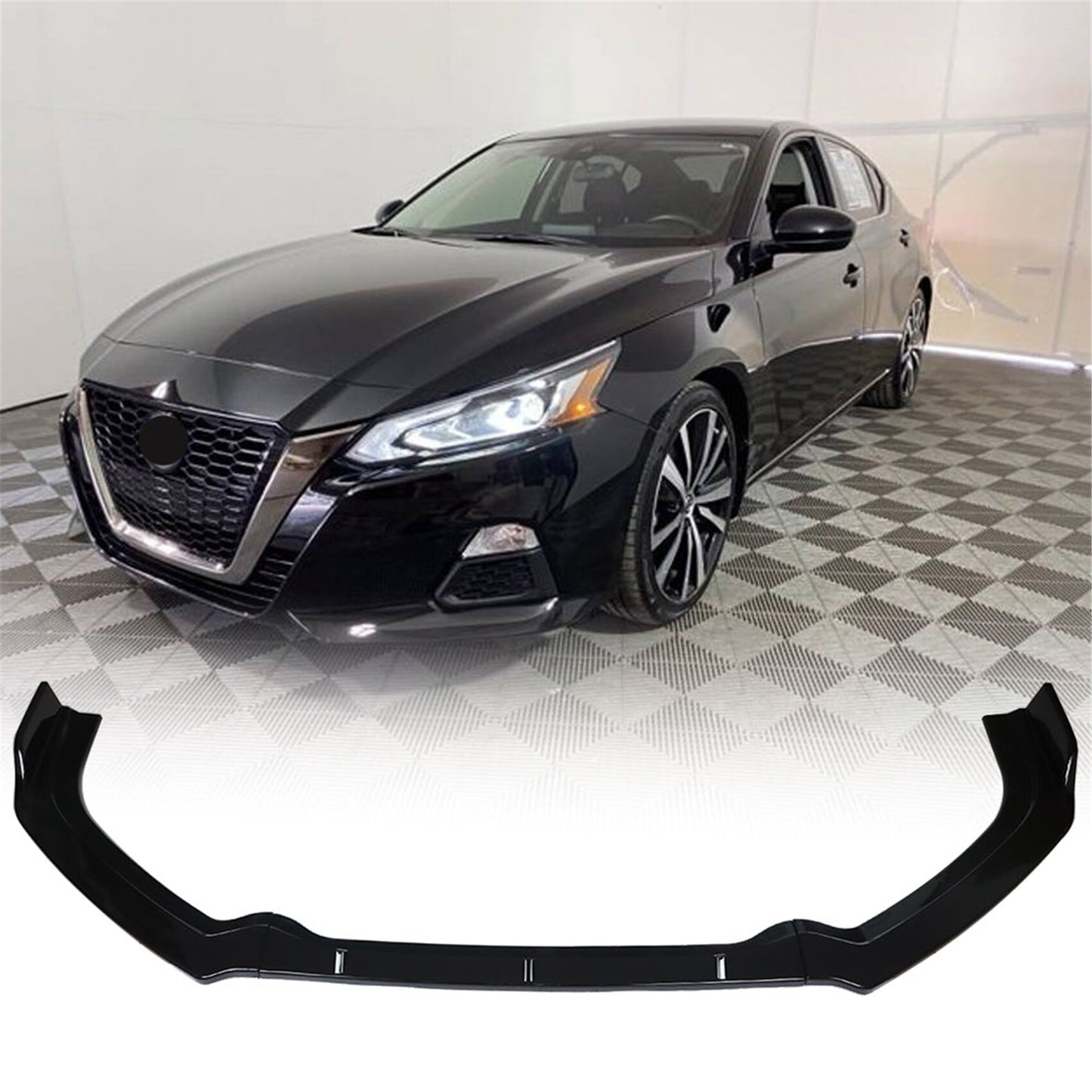 munirater 3 Pcs Front Spoiler Lip Bumper Painted Black Replacement for 2019-2021 Altima Sedan/4DR Only