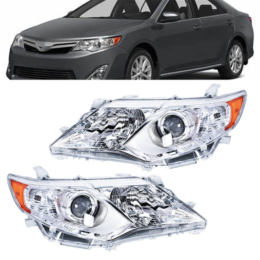 munirater Silver Headlight Headlamp Assembly Driver and Passenger Side Replacement for 2012-2014 Camry with Amber Corner 8115006470, 8111006470, 8115006800, 8111006800