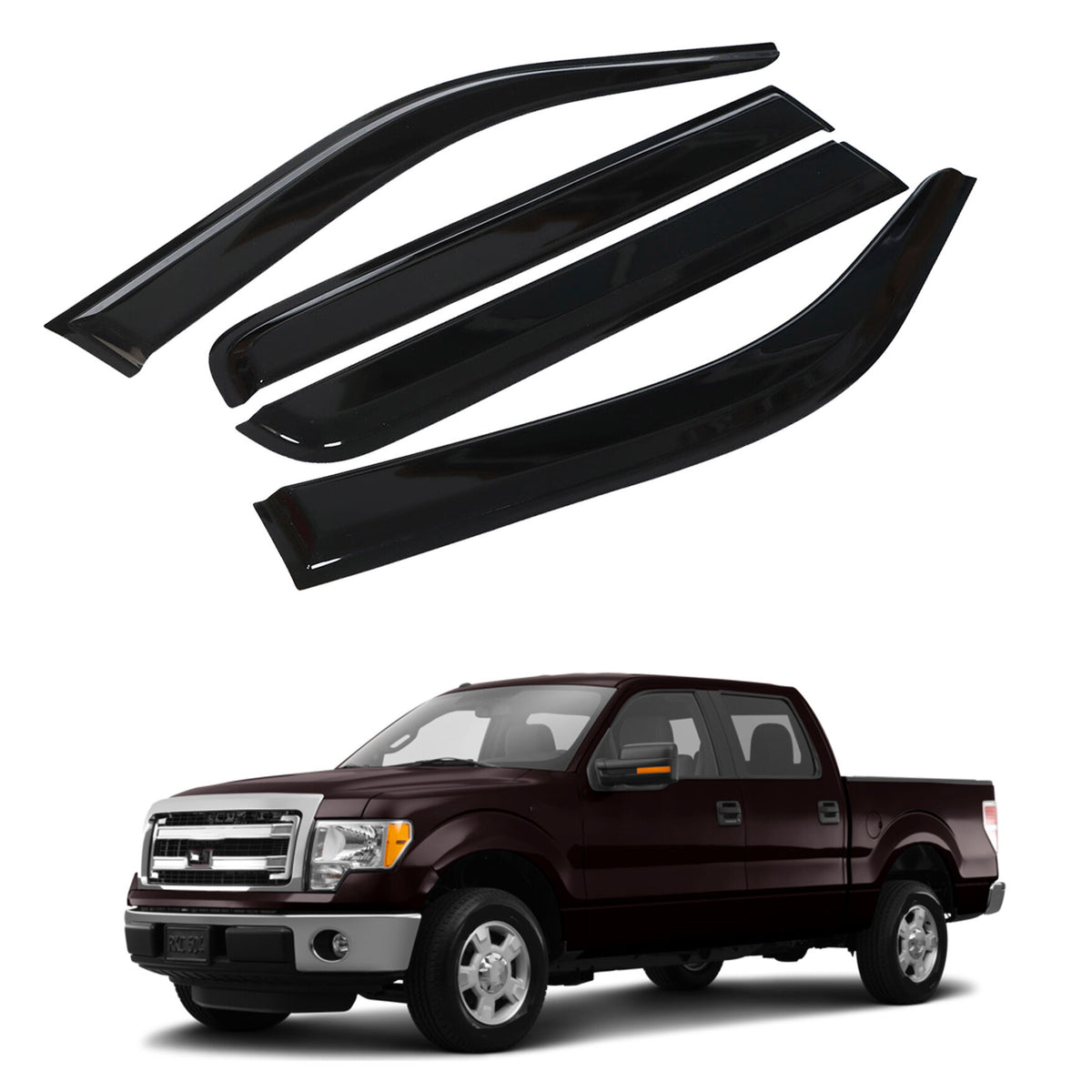 munirater Side Window Visor Vent Sun Rain Guard Deflector Replacement for 2009-2014 F150 Crew Cab Pickup 4-Door