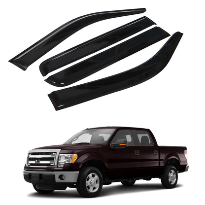 munirater Side Window Visor Vent Sun Rain Guard Deflector Replacement for 2009-2014 F150 Crew Cab Pickup 4-Door