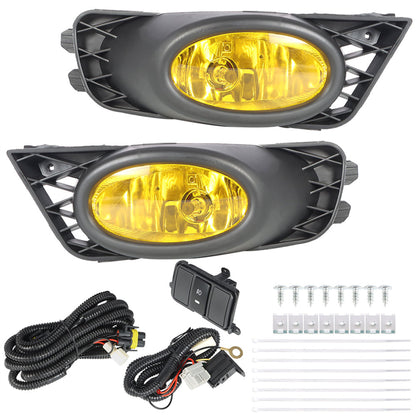 munirater 2-Pack Driving Fog Lights Assembly Replacement for 2009-2011 Honda Civic Sedan with H11 Bulbs & Switch and Wiring Kit (Yellow Lens)