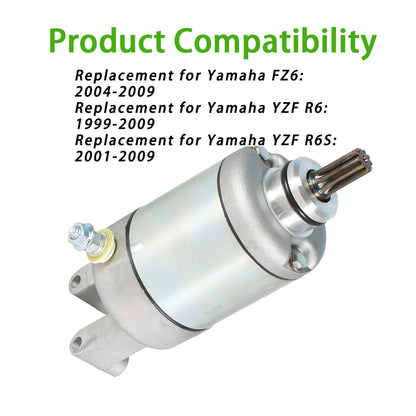 munirater Starter Motor Assembly Replacement for Yamaha YZF R6 YZF R6S FZ6 5EB-81890-00-00
