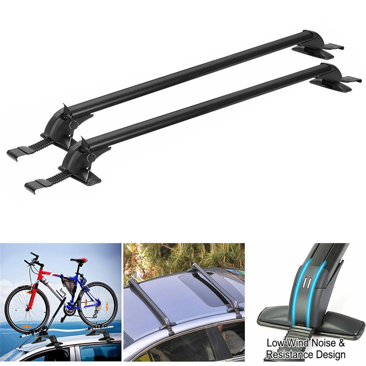 munirater Universal Car Aluminum Top Luggage Roof Rack Cross Bar Carrier Adjustable Window Frame Replacement for 43.3 inch