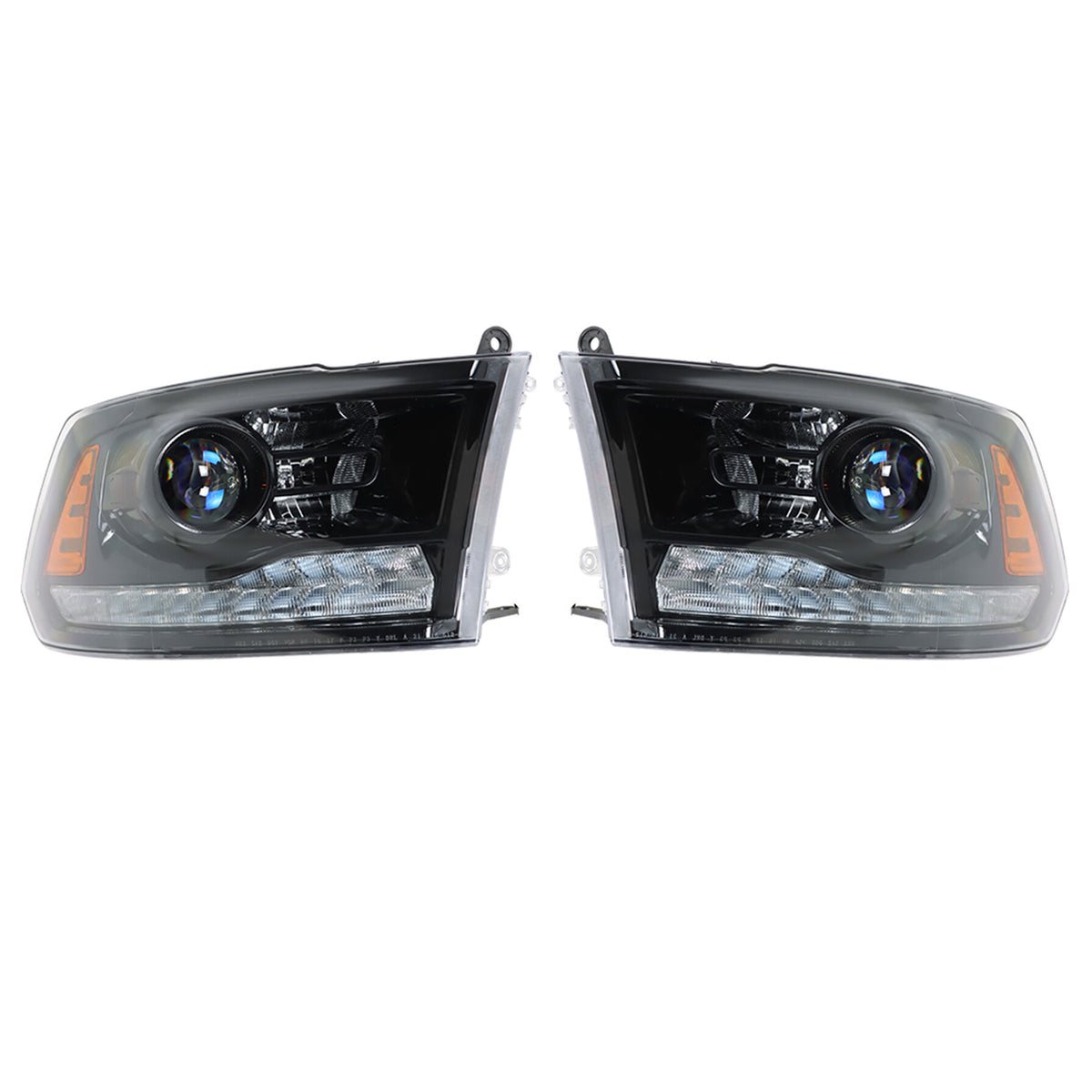 munirater Headlight w/LED DRL For 2009-2018 Dodge Ram 1500-3500 Black Housing Left+Right