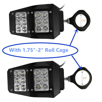 munirater Rear View Side Mirrors w/LED Lights Replacement for Polaris RZR UTV 1.75-2 Roll Cage