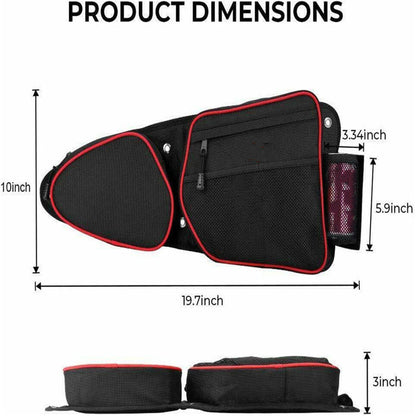 munirater Storage Door Bags Passenger and Driver Side Replacement for 2014-2018 Polaris RZR XP 1000 2016-2019 Yamaha YXZ 1000R (Red)