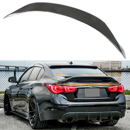 munirater Carbon Fiber Duckbill Trunk Lid Spoiler Wing Replacement for 2014-2021 Infiniti Q50