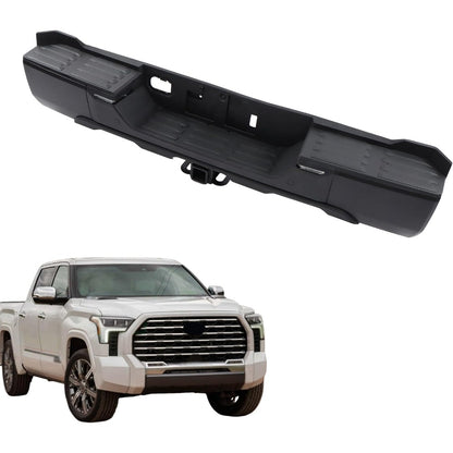 Black Rear Step Bumper for Toyota Tundra 2022-2024, without Sensor Holes, for Tow-Hitch Models, TO1103145