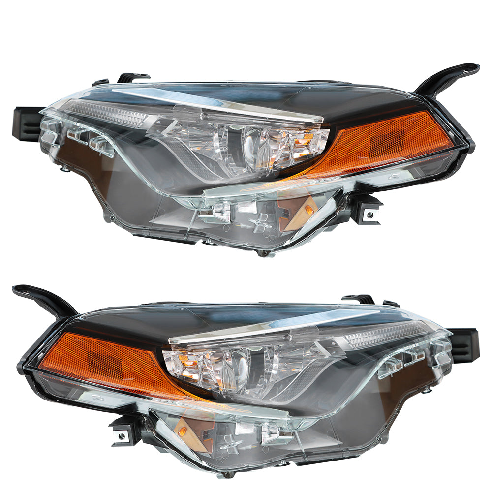 munirater Halogen Type Headlights For 2017-2019 Toyota Corolla L/Le/Le Eco Chrome Housing