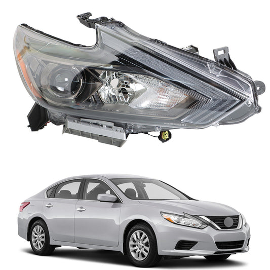 munirater Headlights Halogen For 2016 2017 2018 Nissan Altima w/o LED DRL Black Right Side