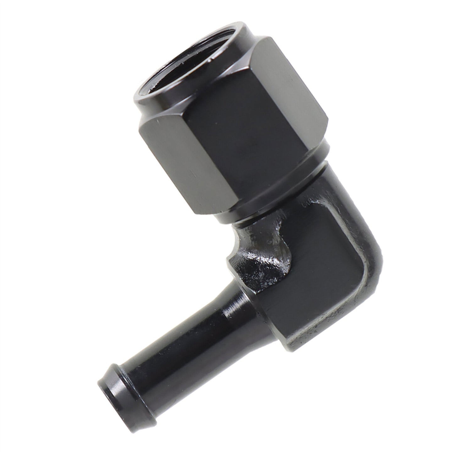 munirater Black Aluminum 6AN Female to 5/16 Barb 90 Degree Elbow Swivel Fittings Fuel Line Adapter Black Anodized