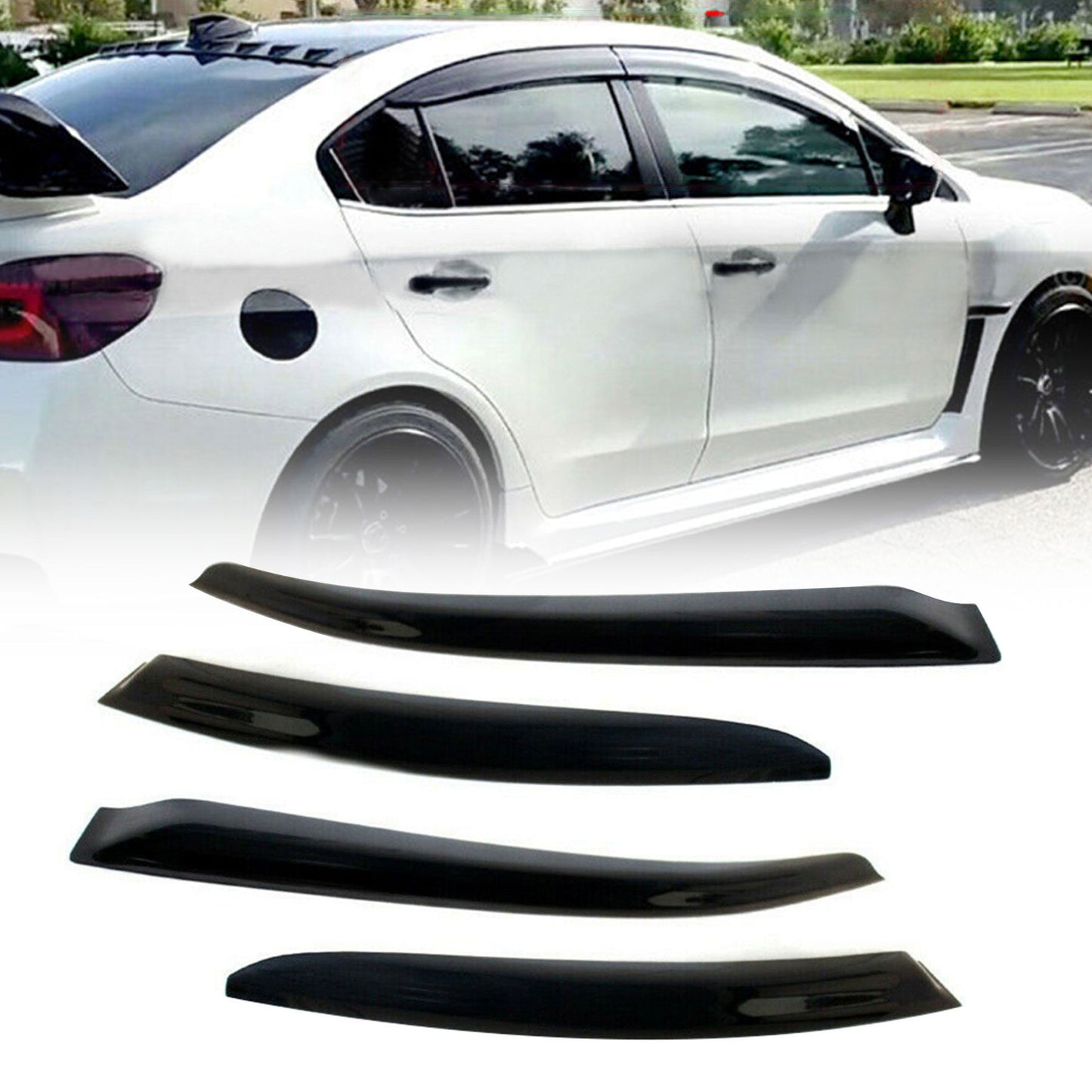 munirater Black Side Window Visor Vent Rain Guard Deflector Replacement for 2015-2019 Subaru WRX STI JDM Style