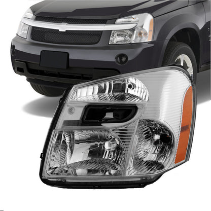 munirater Headlight Assembly Chrome Housing Driver Side Headlamp Replacement for 2005-2009 Equinox with Amber Corner 15888058 GM2502254