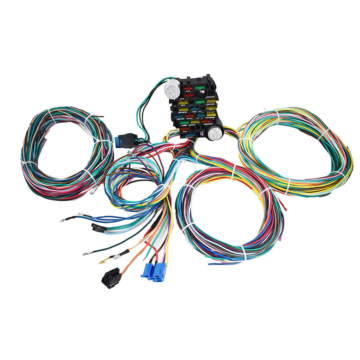 munirater Wiring Harness Kit Universal 21 Circuit Replacement for Hotrods Street Rod Hot Wires Extra Long Wires