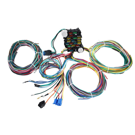 munirater Wiring Harness Kit Universal 21 Circuit Replacement for Hotrods Street Rod Hot Wires Extra Long Wires