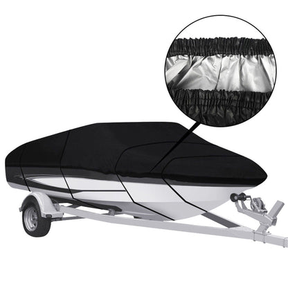 munirater Heavy Duty Boat Cover Trailerable Replacement for Fishing Ski Bass V-Hull Runabouts 11-13ft Black