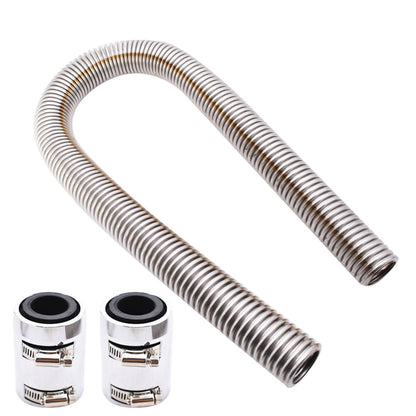 munirater 36in Stainless Steel Radiator Flexible Coolant Water Hose Chrome Caps Silver