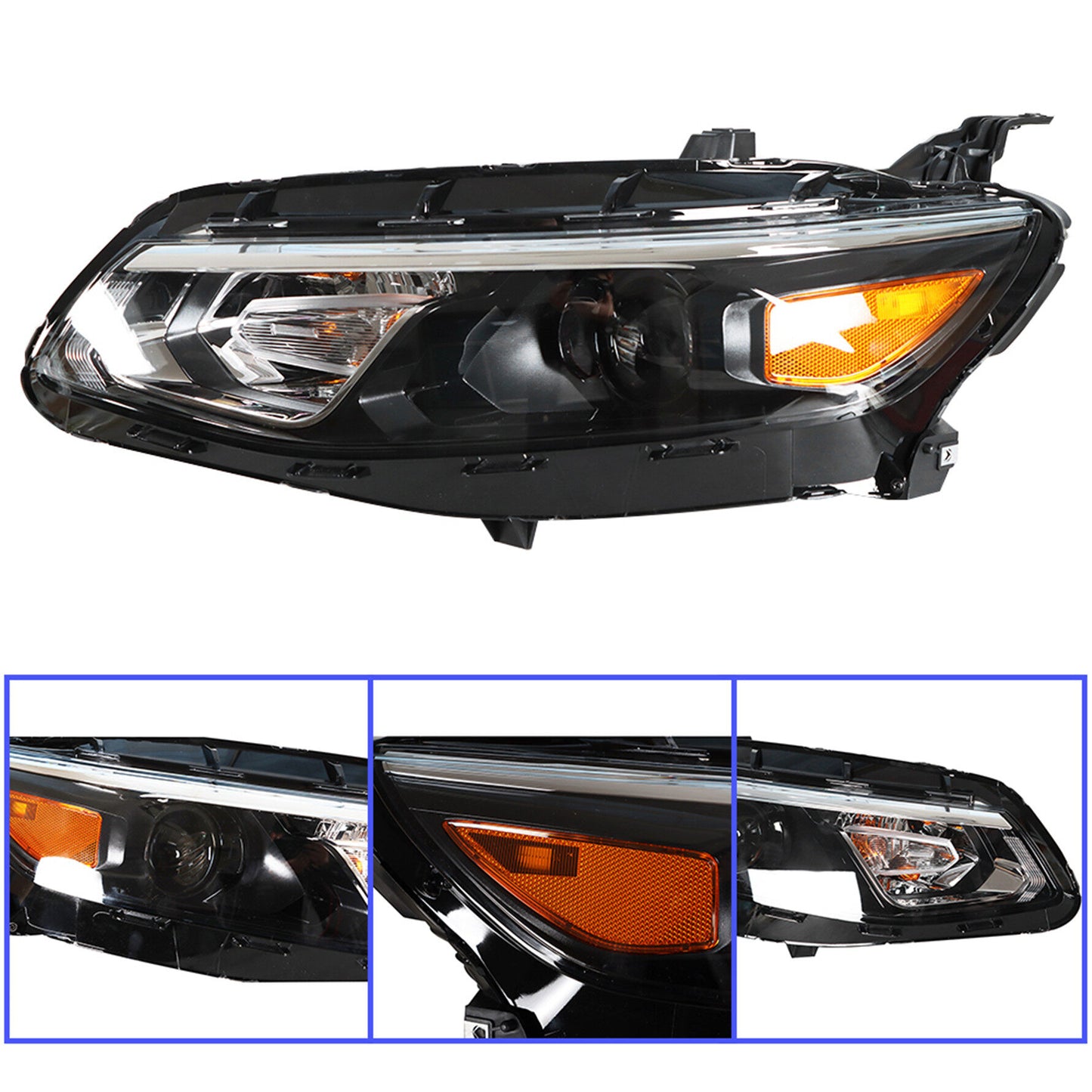 munirater Headlights Assembly Driver & Passenger Side Black Housing Projector Replacement for 2016 2017 2018 Malibu