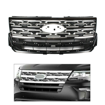 munirater Front Hood Bumper Grilles Black Gray Plastic Replacement for 2018 2019 Explorer