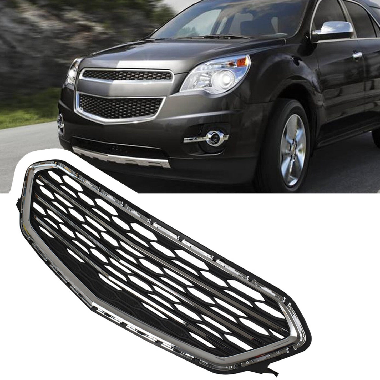 munirater Grille Front Middle Lower Chrome Covers Inserts Replacement for 2016 2017 Equinox 23370469