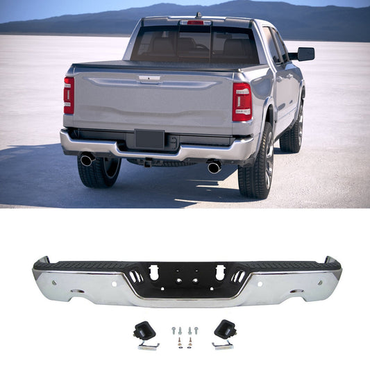 munirater Rear Bumper Steel Chrome Step Assembly with Radar Hole Replacement for 2009-2018 RAM 1500 CH1103119