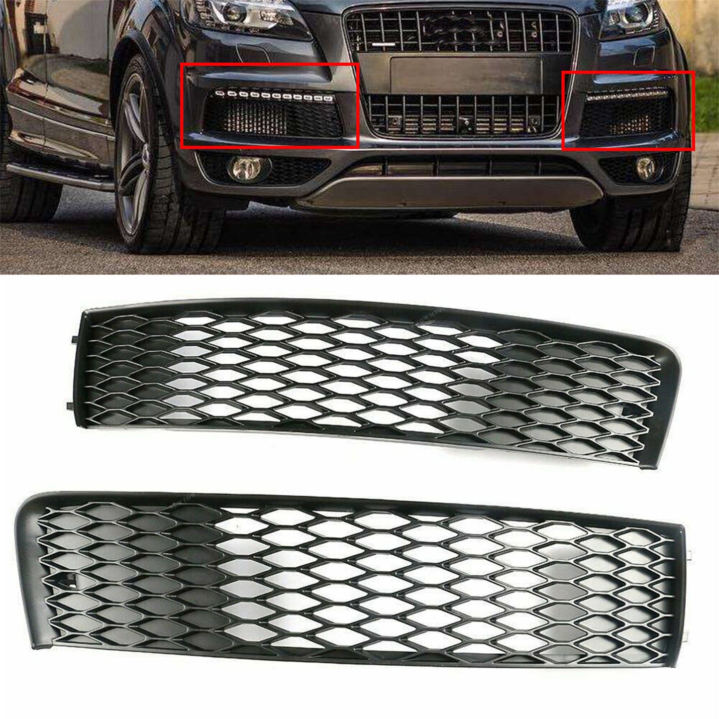 munirater 2-Pack Front Bumper Fog Light Cover Grilles Replacement for 2010-2015 Audi Q7 S-Line Left & Right Side 4L0807697B, 4L0807698B