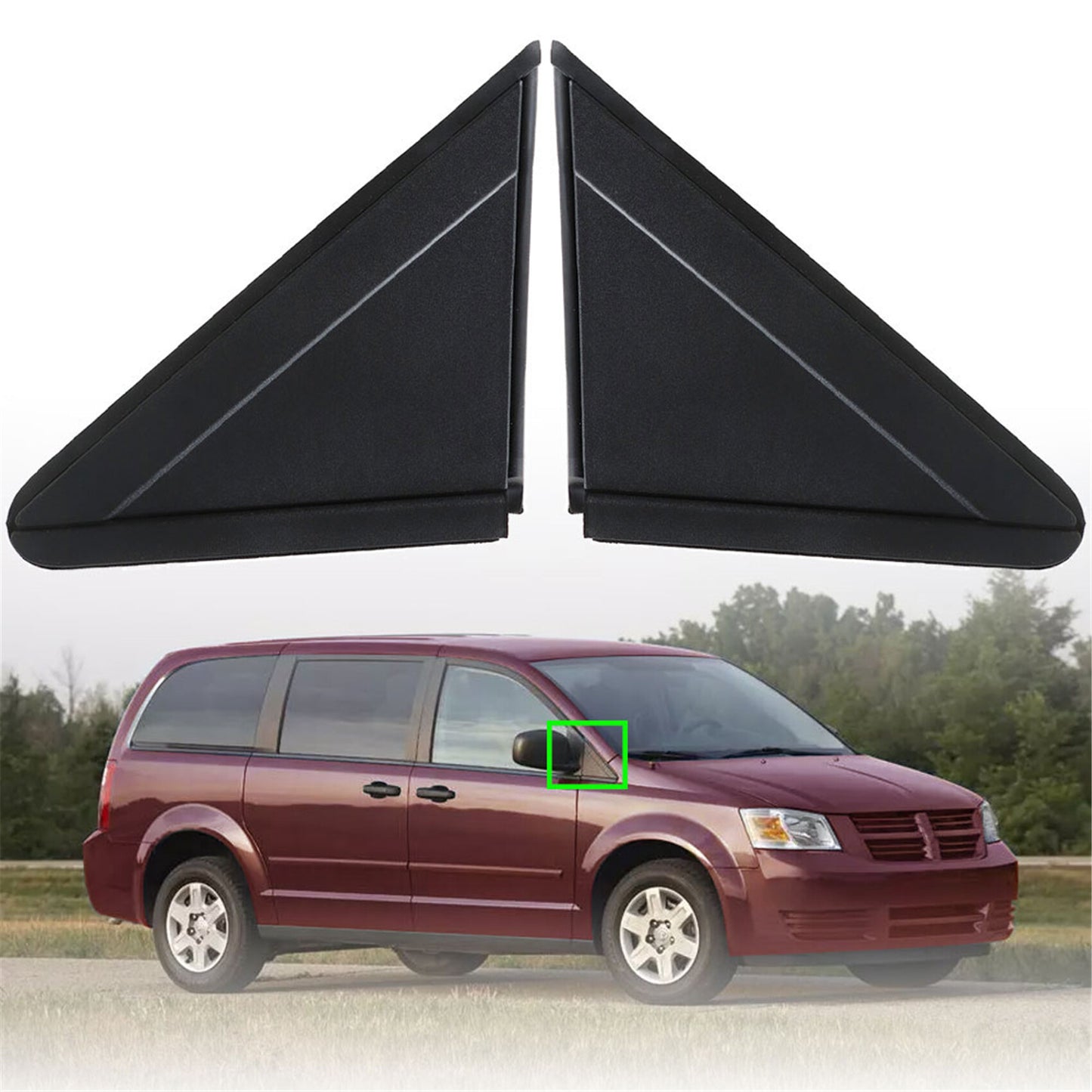 munirater Left Driver & Right Passenger Side Exterior Side View Mirror Panel Fascia Triangle Trim Replacement for 2008-2016 Town & Country 2008-2017 Grand Caravan