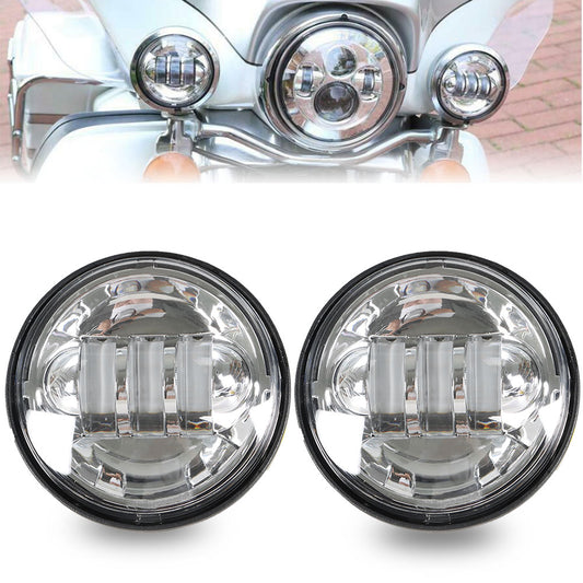 munirater 2 x 4.5 In Chrome LED Spot Fog Passing Light Motorcycle Projector Driving Lamp Replacement for 2006-2011 VRSCD and VRSCDX