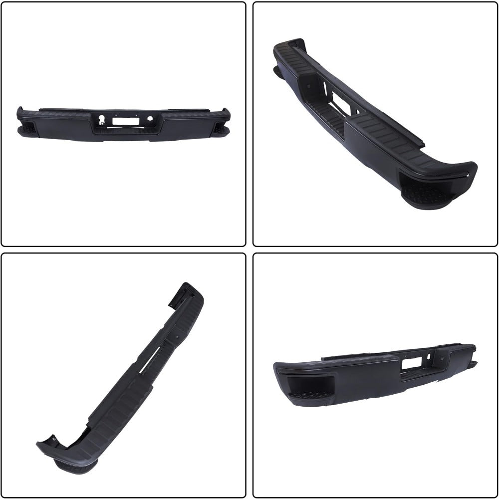Black Steel Rear Step Bumper for Chevrolet Silverado 1500 & GMC Sierra 1500 2014-2018, GM1103177