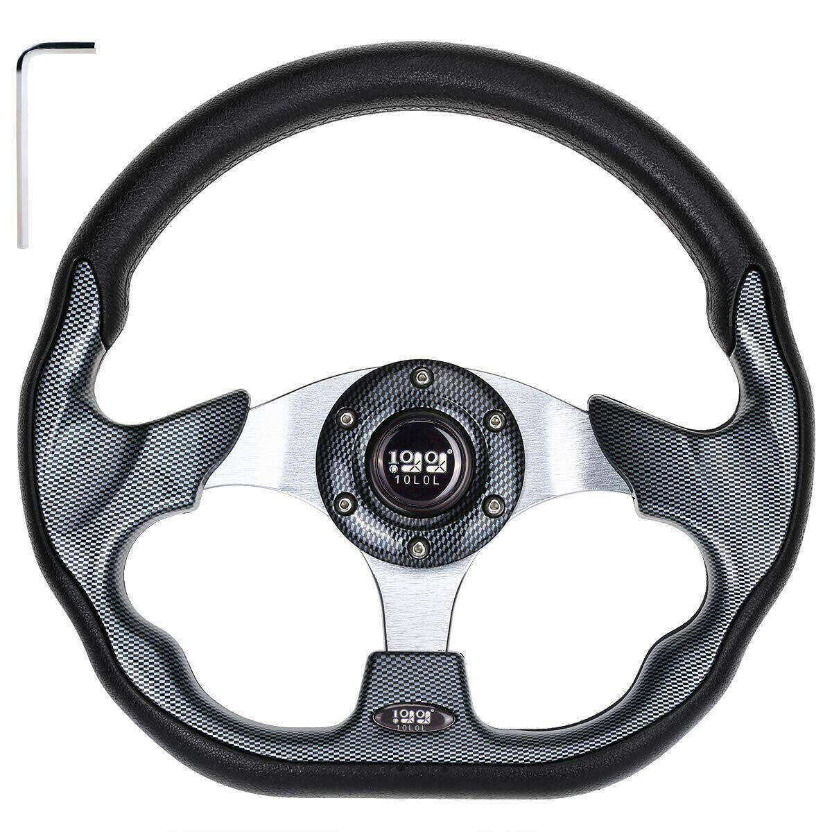 munirater 13 Inch Golf Cart Steering Wheel Carbon Fiber Replacement for EZGO Club Car Yamaha Generic