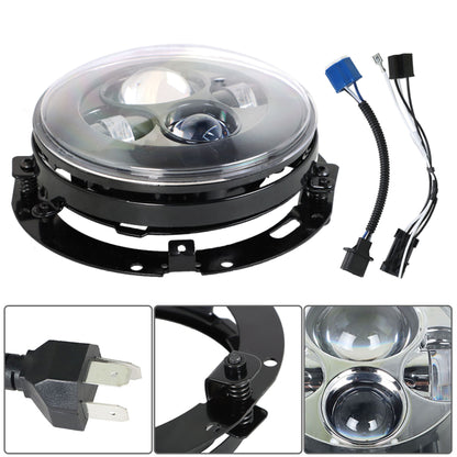 munirater 7In LED Projector Black Headlight With Adapter Mount Replacement for Dyna 2012-2013