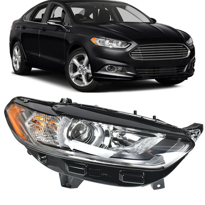 munirater Headlight For 2013-16 Ford Fusion Halogen Chrome Housing Passenger Side