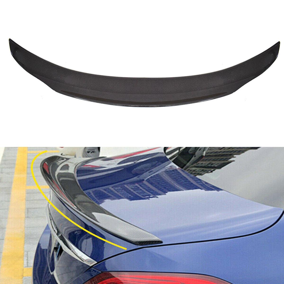 munirater Carbon Fiber Black Rear Trunk Spoiler Wing Replacement for 2015-2019 W205 C63 AMG